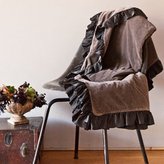 Velvet with Satin Ruffle Throw Blanket