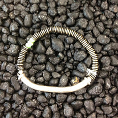 Brass Discs with Green Turquoise Beads and Balinese Silver