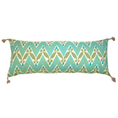 Zig Zag Ikat Aqua with Tassels